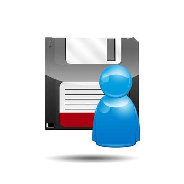 Icono disquete 3D con simbolo usuario