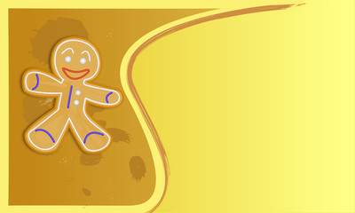 Smiling gingerbread on a yellow background