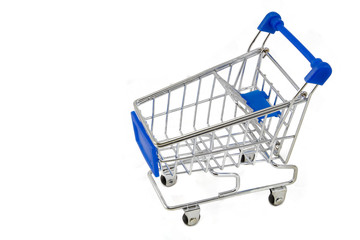 Empty shopping cart isolated on white