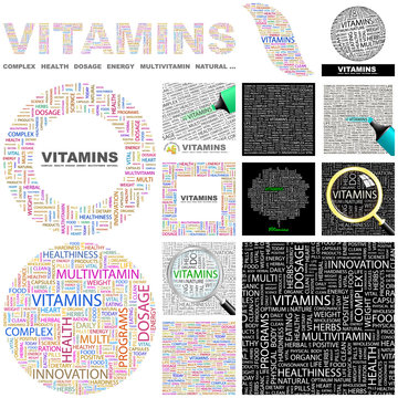 VITAMINS concept illustration. GREAT COLLECTION.