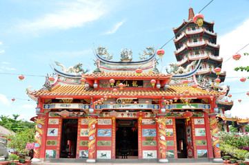 Fototapeta premium image of chinese temple and pagoda