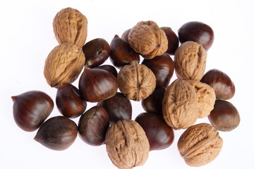 noci e castagne, mix  walnut chestnut