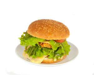 cheeseburger in a plate