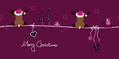 2 Reindeers & Symbols Purple