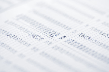Page of stock market prices