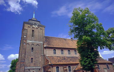 Fototapeta na wymiar gotycki kościół z wieżą we Wrześni