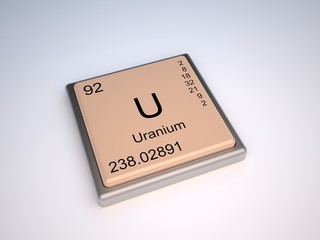 Uranium chemical element of the periodic table with symbol U