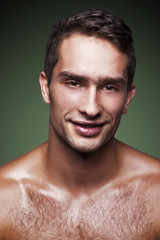 Close-up portrait of sexy caucasian young man
