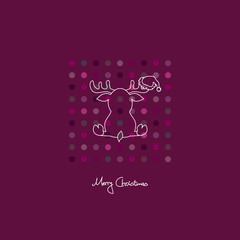Sitting Reindeer Santa´s Hat Pattern Purple