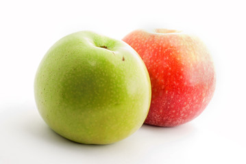 two apples, white background
