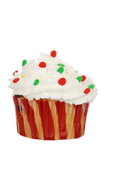 isolated christmas decorated cupcake