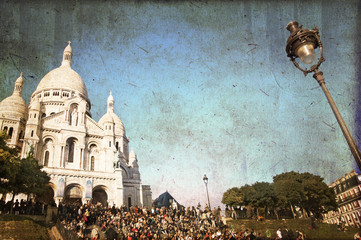 Sacré-coeur à Montmartre, style vintage - Paris
