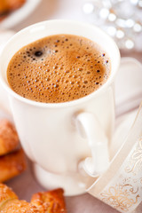 Delicious christmas coffee with froth