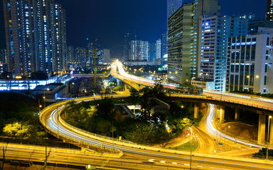 Fototapeta na wymiar Highway in city at night