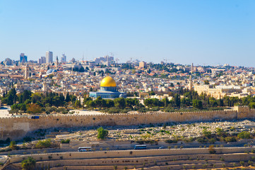 Dome of the Rock, view to Jerusalem from Mount of Olives