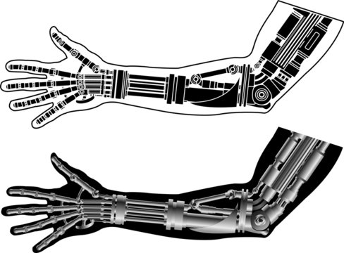 Cybernetic Hand With Stencil. Second Variant