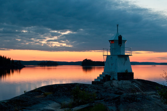 Lighthouse at white night