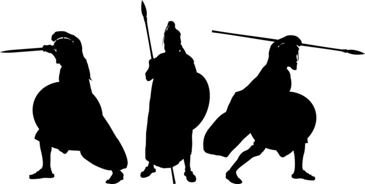 silhouettes of ancient warriors