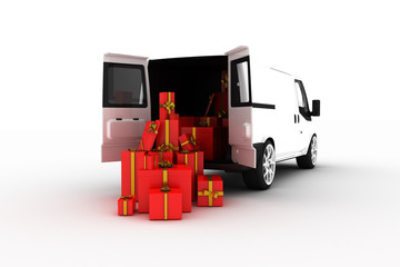 Fototapeta premium courier with gift box