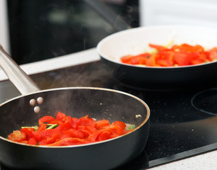 vegetables in the pan