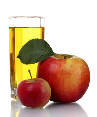 Glass of fresh apple juice isolated on white