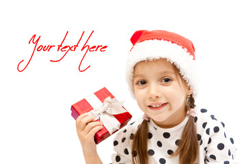 happy little girl with christmas present