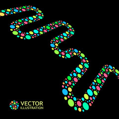Different lights dots on black background. Vector illustration