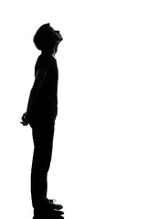 one young teenager boy or girl silhouette