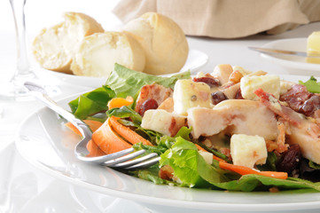 Salad with dinner rolls