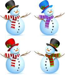 Cute Snowman set isolated on white