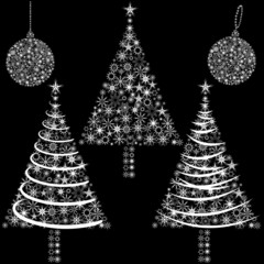 Christmas tree and globe made form snowflakes