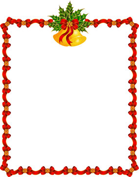 Christmas background with garland and bells.
