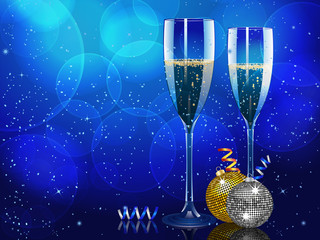 Christmas champagne and baubles landscape © Elaine Barker