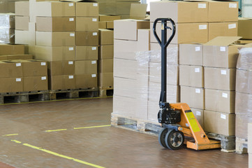 industrial warehouse with forklift
