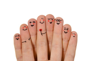 Happy group of finger smileys - 37038459