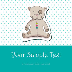 Cute hand drawn style teddy bear for baby boy