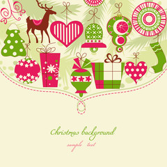 Christmas background in red and green icons