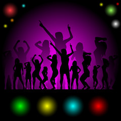 party in disco with girl silhouette