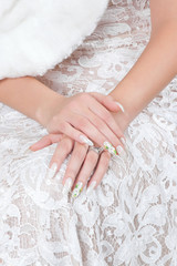 Hands of bride with manicure