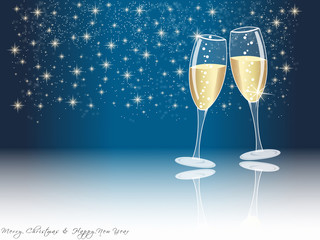 Happy new year champagne glasses