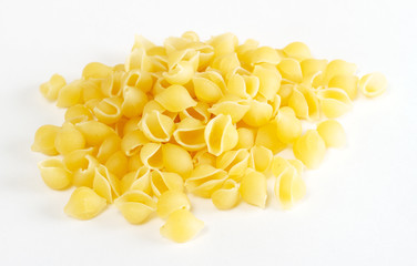 dried italian pasta on white background