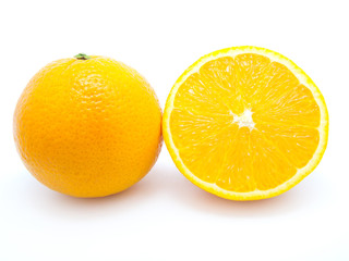 Ripe orange fruits isolated on white background