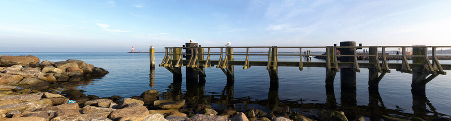 Holzsteg in Warnemünde, Panorama