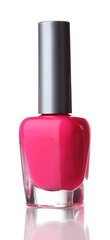 Obraz premium Pink nail polish on white background