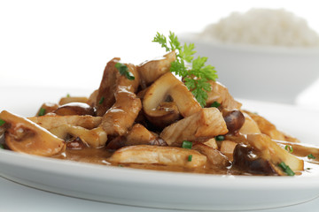Schweinegeschnetzeltes mit Champignons und Reis