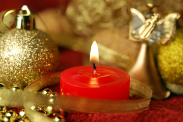 Candle and christmas decoration