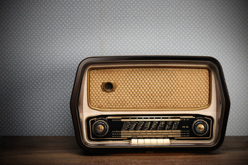 antique radio on vintage background