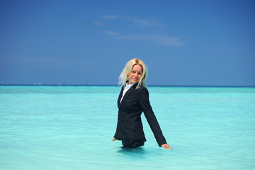 business woman in ocean