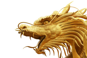 Gold dragon statue in chinese temple