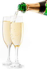 End of filling a champagne glass